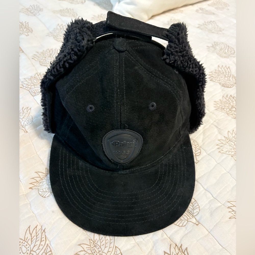 Pajar Black Suede Cap with Ear Flaps